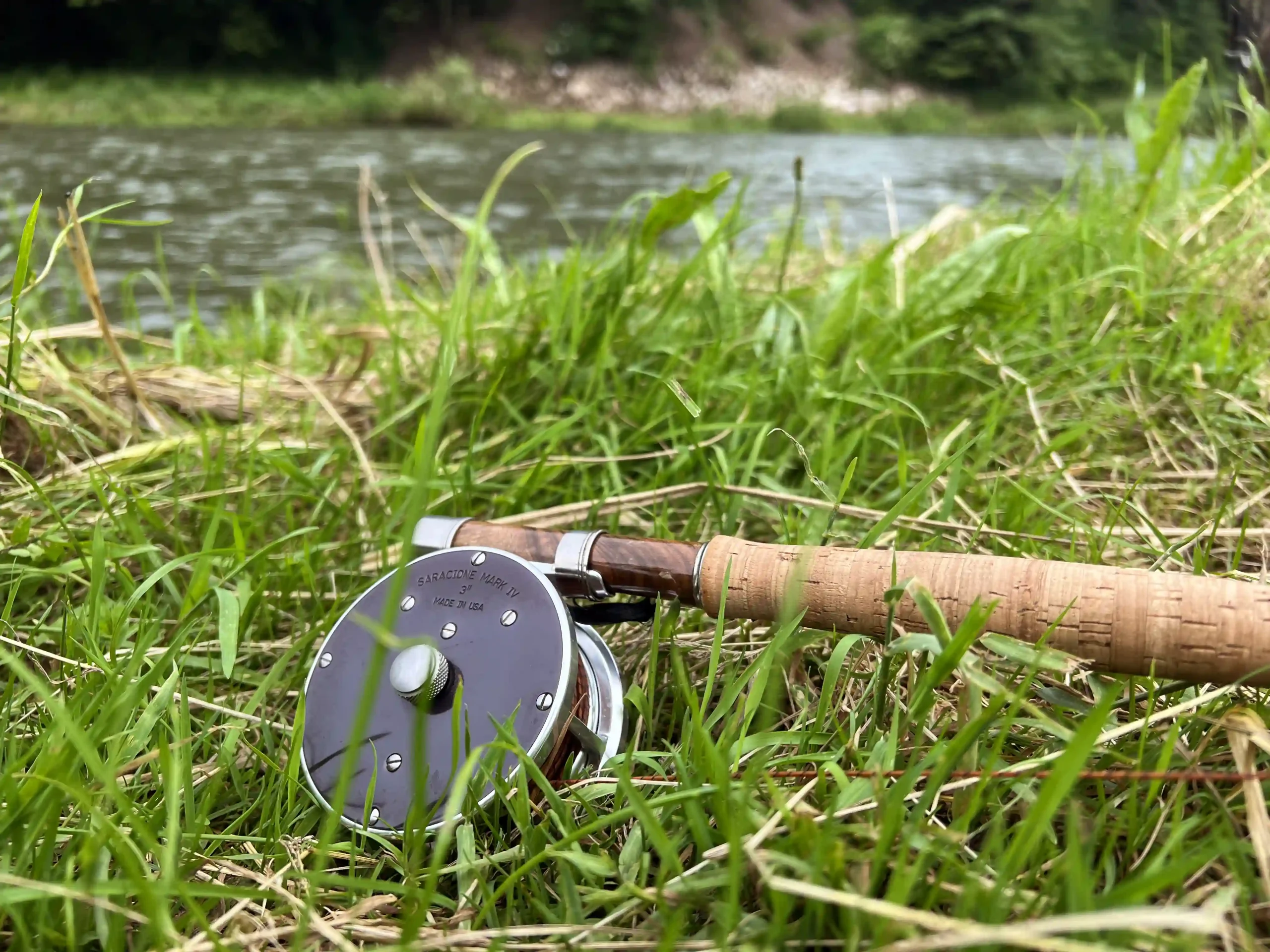 Dry Fly fishing with classic bamboo rod and Saracione reel, Slovenia, river Krka