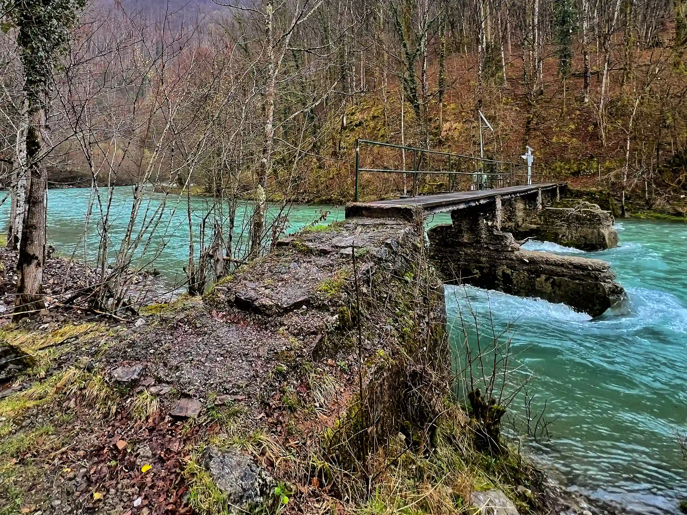 Ancient bridge, Risnjak National Park, dry fly fishing for grayling, Croatia.